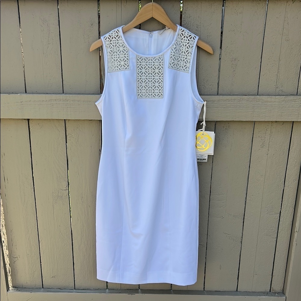 NWT Etcetera White Sleeveless Dress Wedding Bridal Shower Sheath Dress Size 4 - Picture 1 of 10